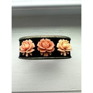 Vintage Floral Cuff Bracelet | Gold Tone Roses